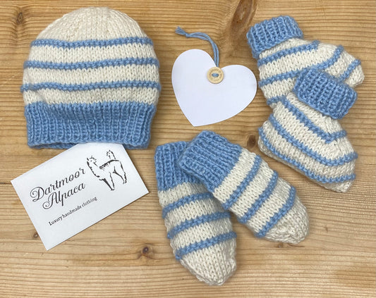 Luxury hand knitted alpaca Baby Garter Ridge 3 piece set