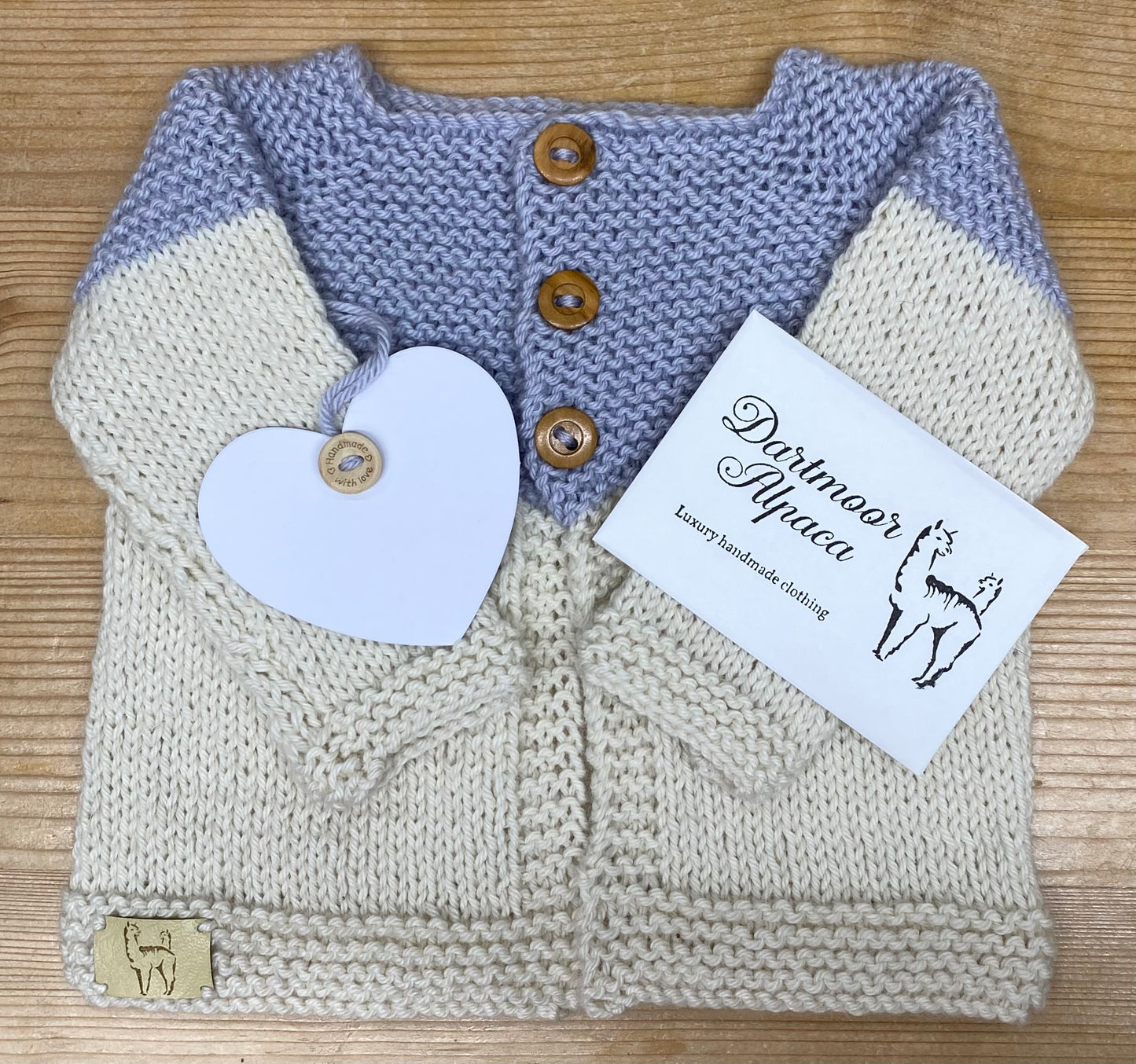 Luxury hand knitted alpaca baby cardigan