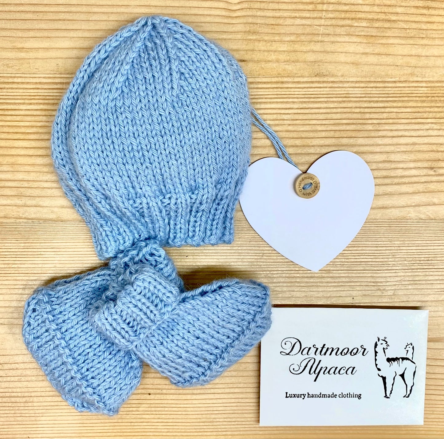 Luxury hand knitted alpaca Hugg Hat and Bootie set