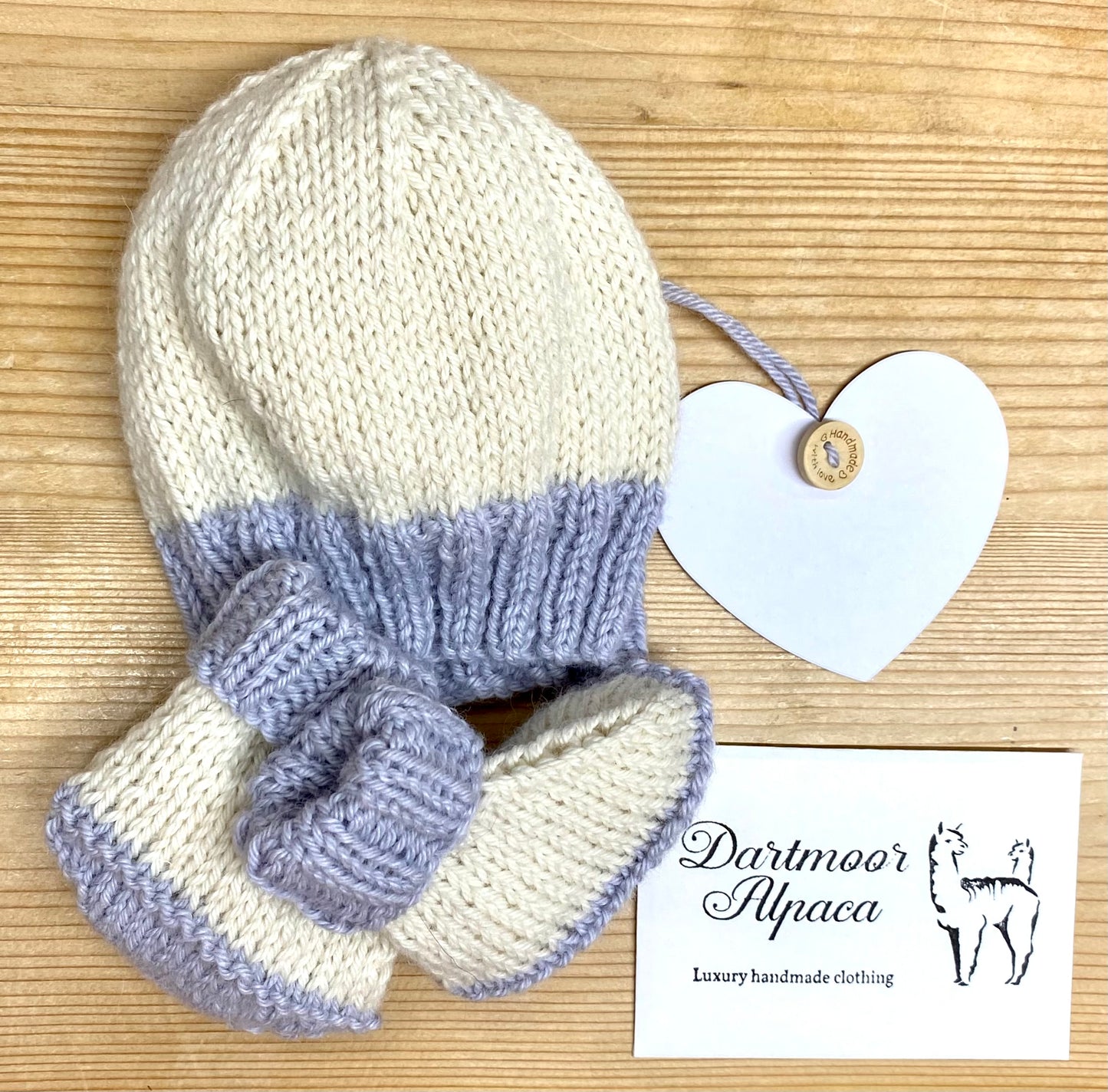 Luxury hand knitted alpaca Hugg Hat and Bootie set