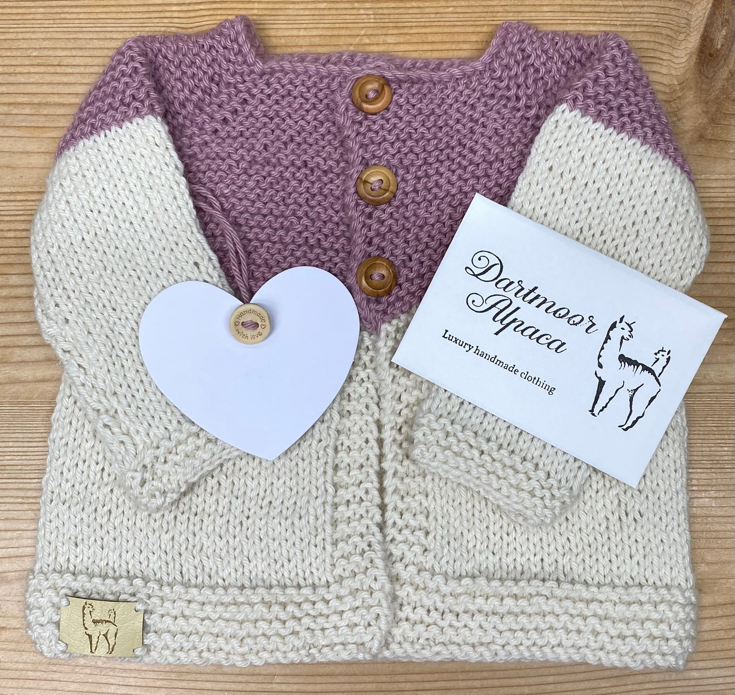 Luxury hand knitted alpaca baby cardigan