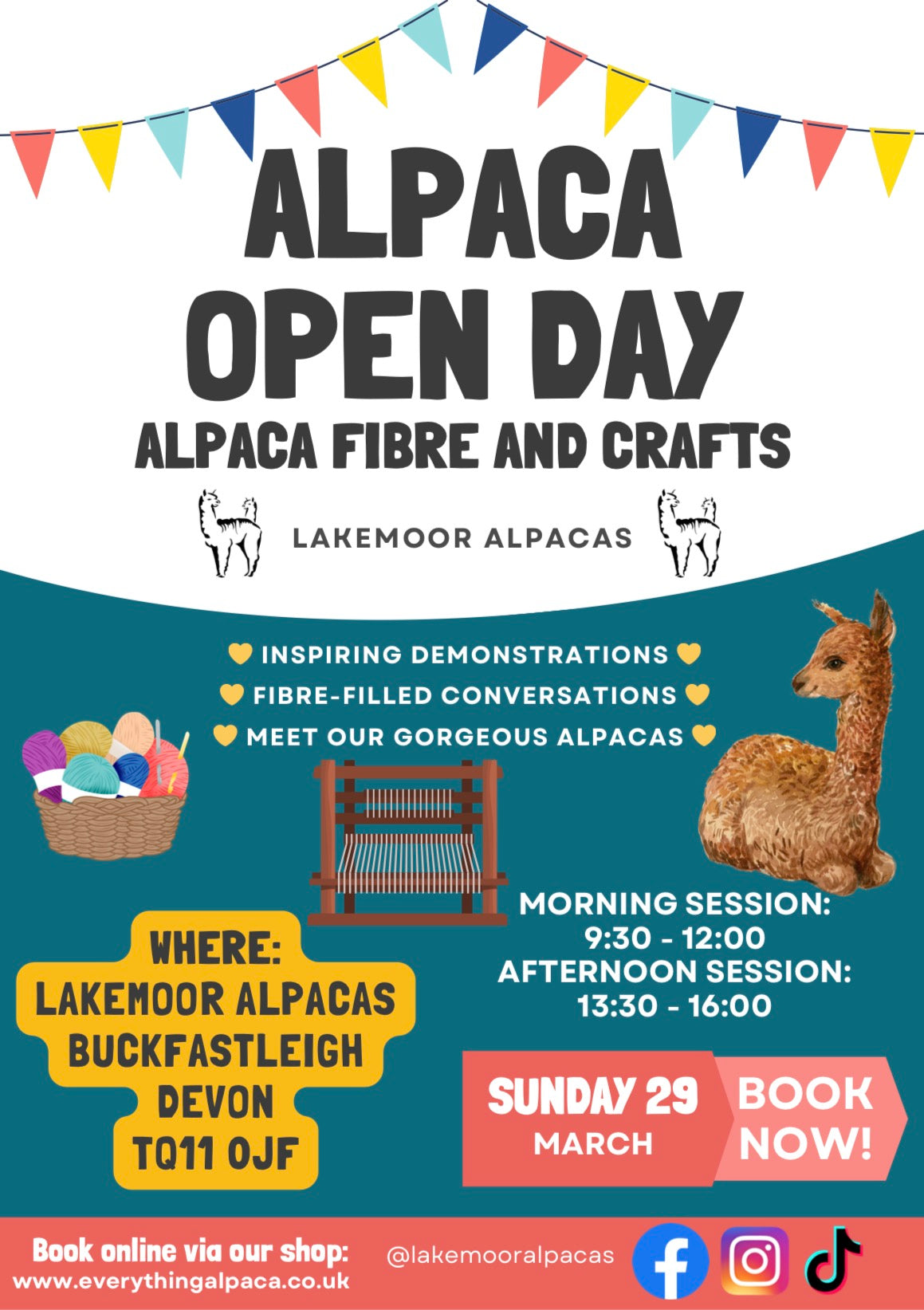 BOOKINGS CLOSED: Lakemoor Alpacas Open Day - Alpaca Fibre and Crafts (Sunday 29 March)
