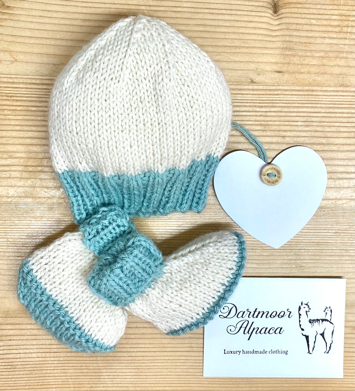 Luxury hand knitted alpaca Hugg Hat and Bootie set