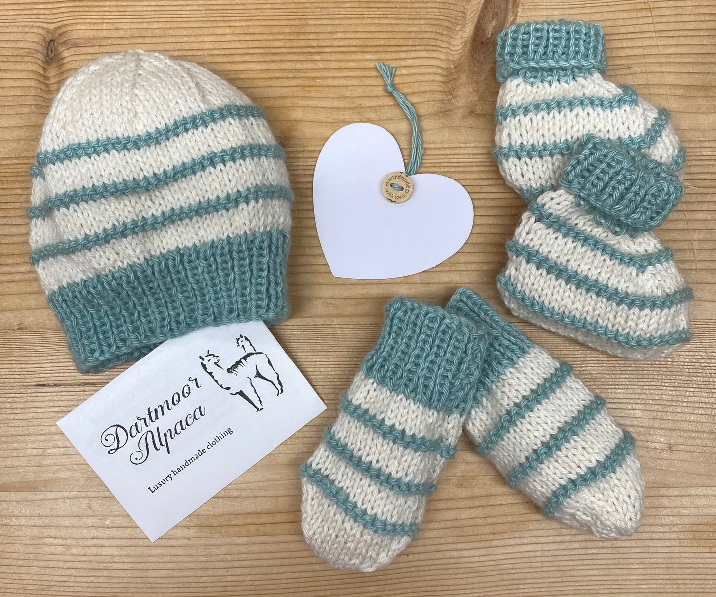 Luxury hand knitted alpaca Baby Garter Ridge 3 piece set
