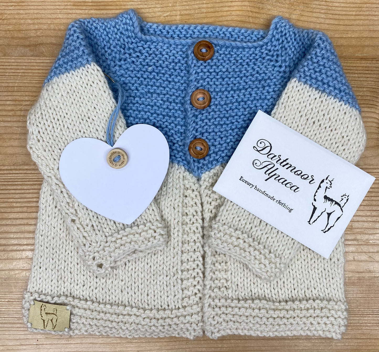Luxury hand knitted alpaca baby cardigan
