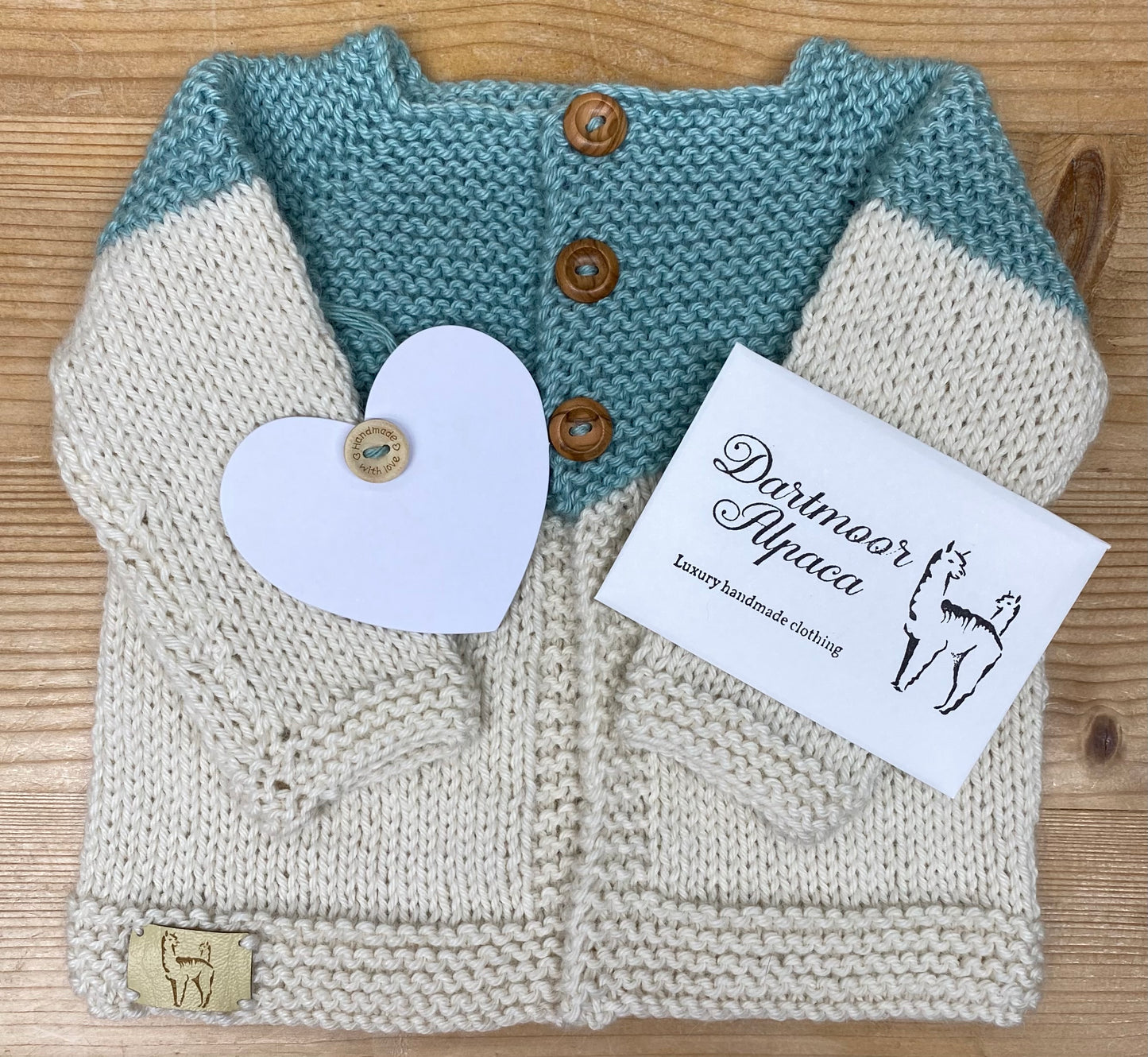 Luxury hand knitted alpaca baby cardigan